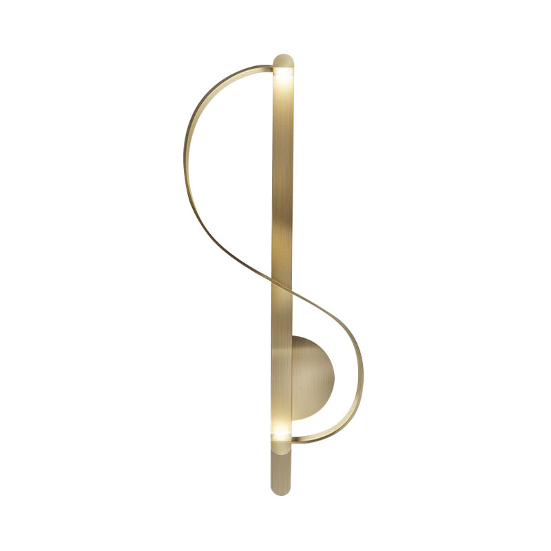 Gold S-Shape Wall Mount Fixture Modern LED Metal Sconce Lighting Fixture for Corner