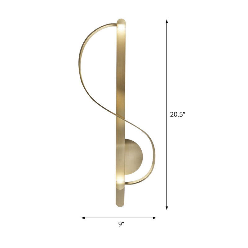Gold S-Shape Wall Mount Fixture Modern LED Metal Sconce Lighting Fixture for Corner