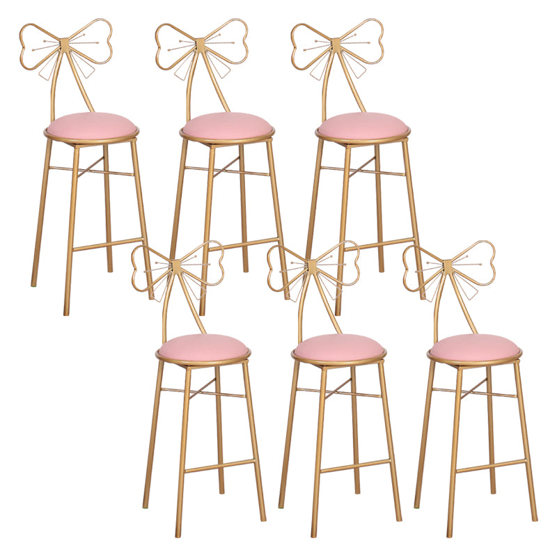 Nordic Armless Backrest Counter Stool Iron Cafe Bar Stool with Leather Cushion and Pedal