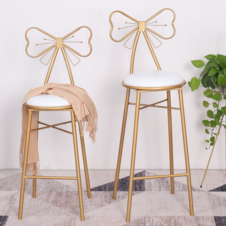 Nordic Armless Backrest Counter Stool Iron Cafe Bar Stool with Leather Cushion and Pedal