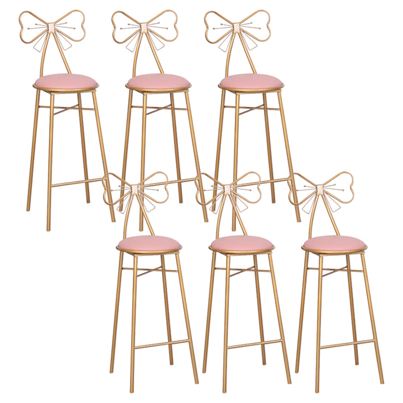 Nordic Armless Backrest Counter Stool Iron Cafe Bar Stool with Leather Cushion and Pedal