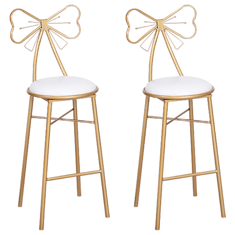 Nordic Armless Backrest Counter Stool Iron Cafe Bar Stool with Leather Cushion and Pedal
