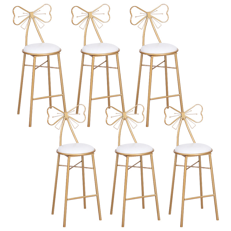 Nordic Armless Backrest Counter Stool Iron Cafe Bar Stool with Leather Cushion and Pedal