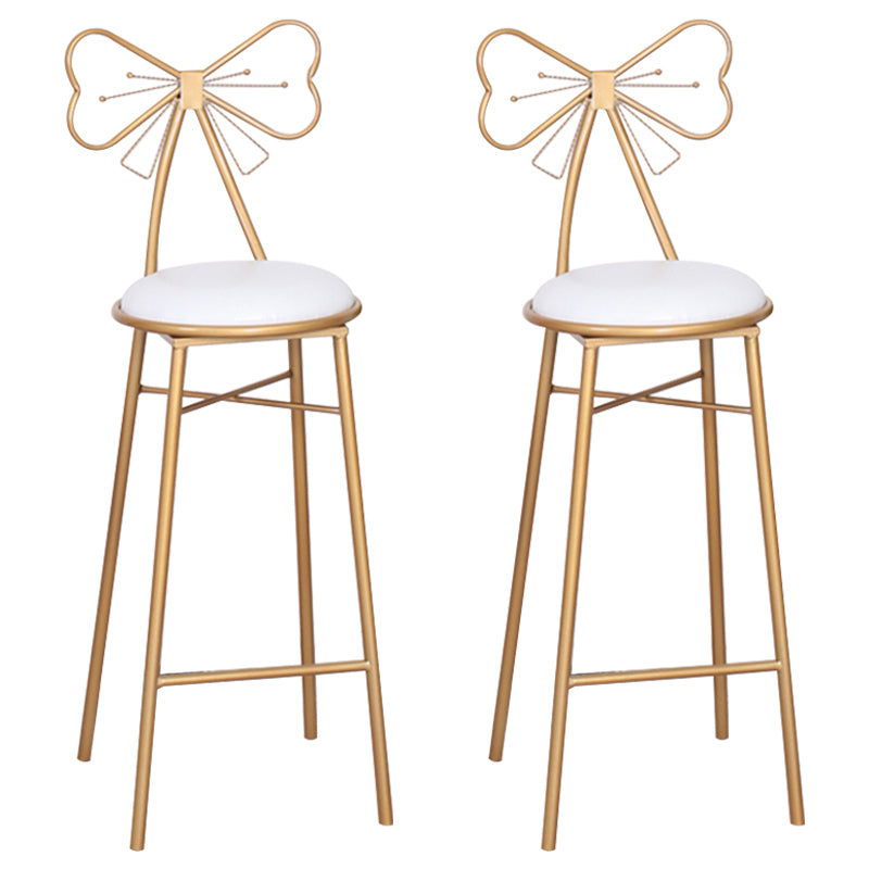 Nordic Armless Backrest Counter Stool Iron Cafe Bar Stool with Leather Cushion and Pedal