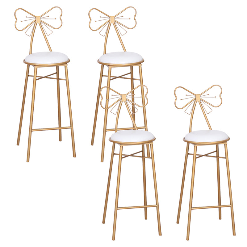 Nordic Armless Backrest Counter Stool Iron Cafe Bar Stool with Leather Cushion and Pedal