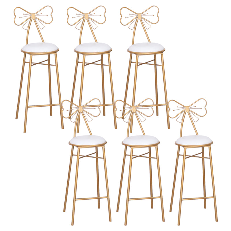 Nordic Armless Backrest Counter Stool Iron Cafe Bar Stool with Leather Cushion and Pedal