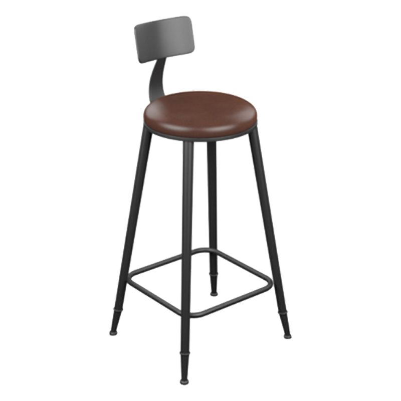 Industrial Armless Counter Stool Steel Cafe Bar Stool with Leather Cushion and Pedal