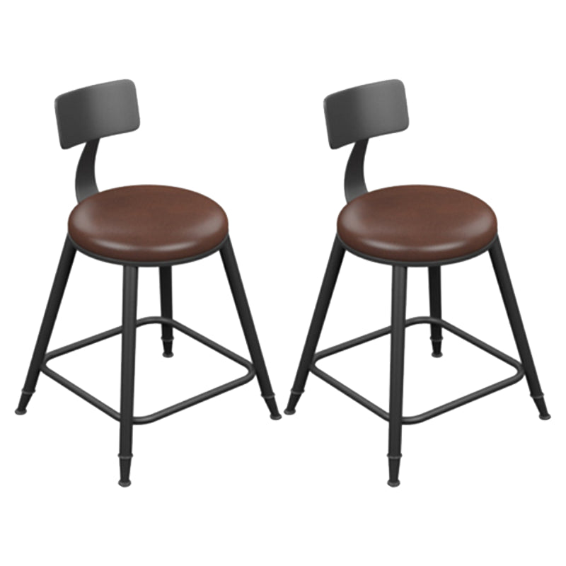 Industrial Armless Counter Stool Steel Cafe Bar Stool with Leather Cushion and Pedal