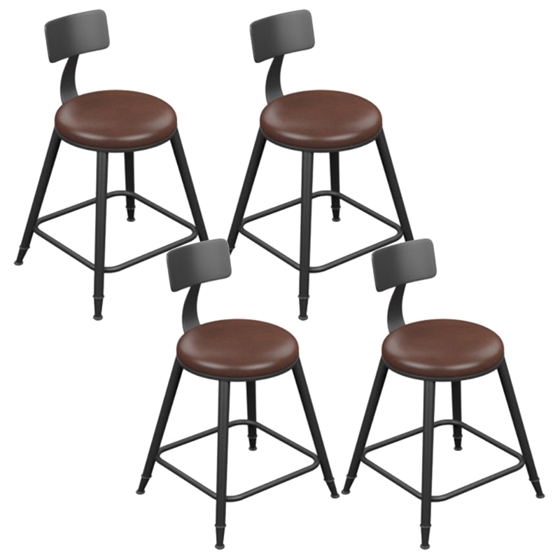 Industrial Armless Counter Stool Steel Cafe Bar Stool with Leather Cushion and Pedal