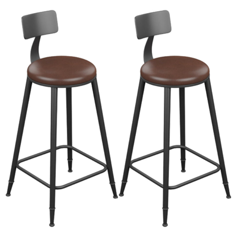 Industrial Armless Counter Stool Steel Cafe Bar Stool with Leather Cushion and Pedal