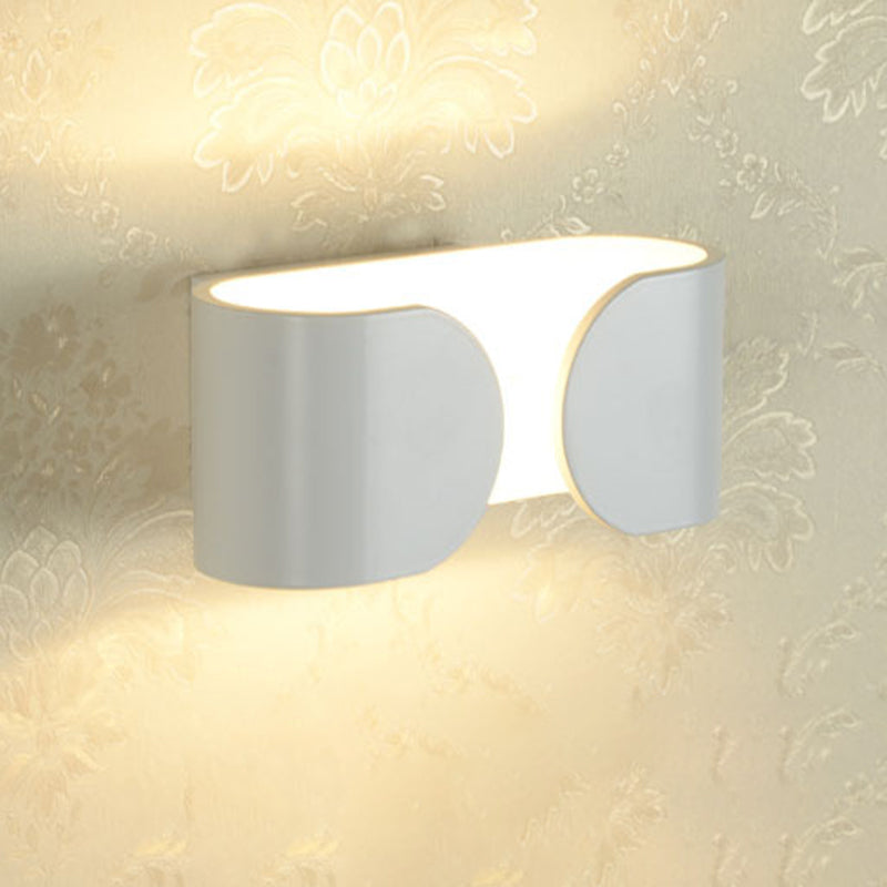 White Curved Rectangle Wall Mount Light Fixture Modern LED Aluminum Wall Sconce in White/Warm Light