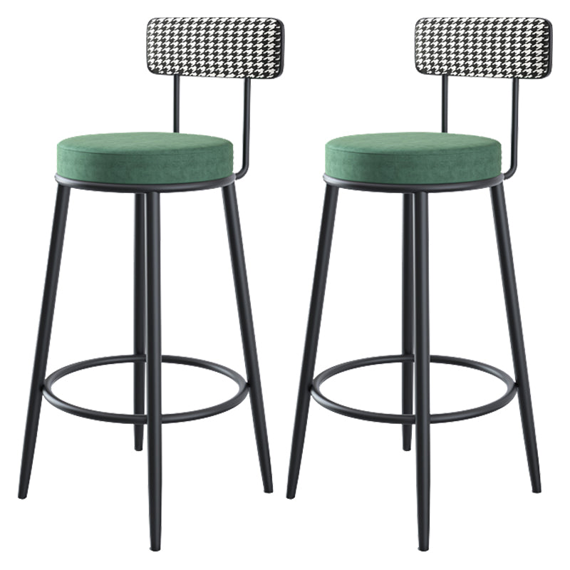 Modern Backrest Armless Counter Stool Iron Kitchen Bar Stool with Velvet Cushion
