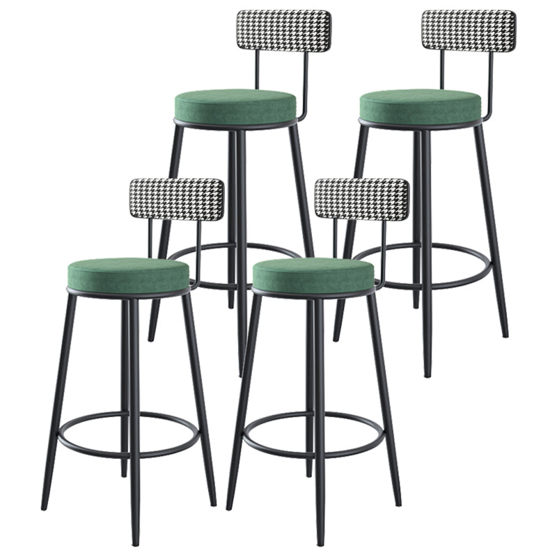 Modern Backrest Armless Counter Stool Iron Kitchen Bar Stool with Velvet Cushion
