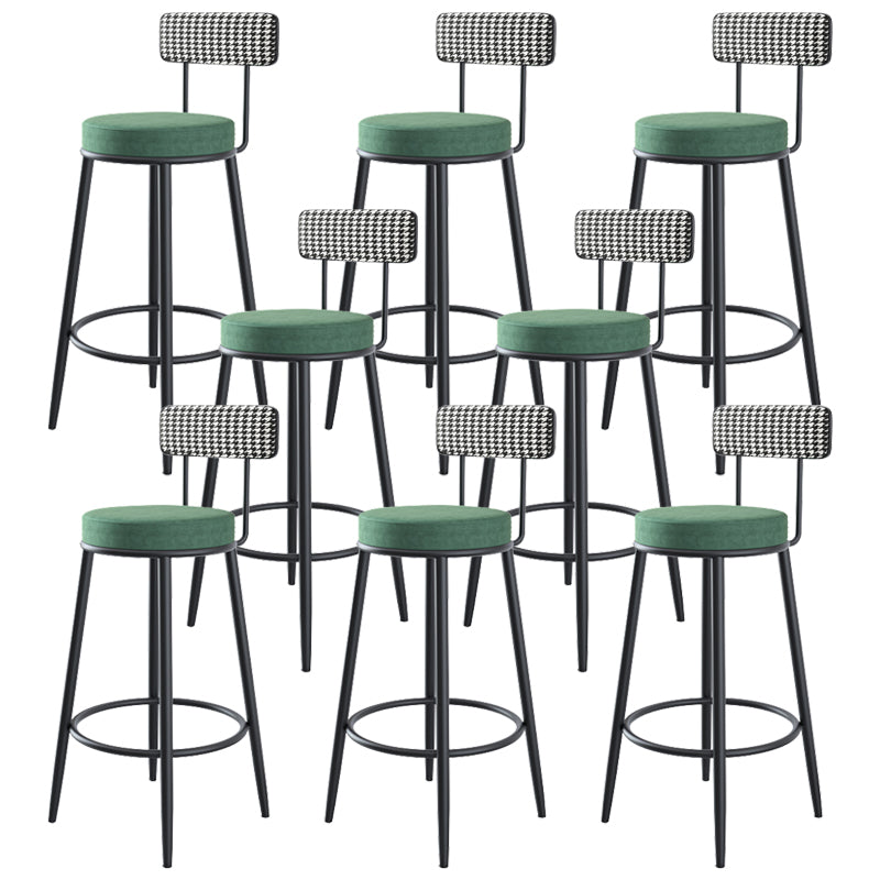 Modern Backrest Armless Counter Stool Iron Kitchen Bar Stool with Velvet Cushion