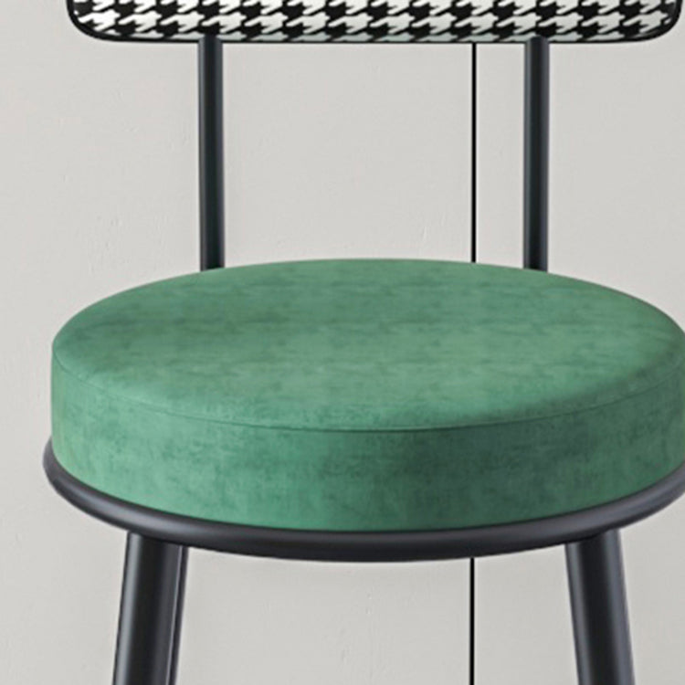 Modern Backrest Armless Counter Stool Iron Kitchen Bar Stool with Velvet Cushion