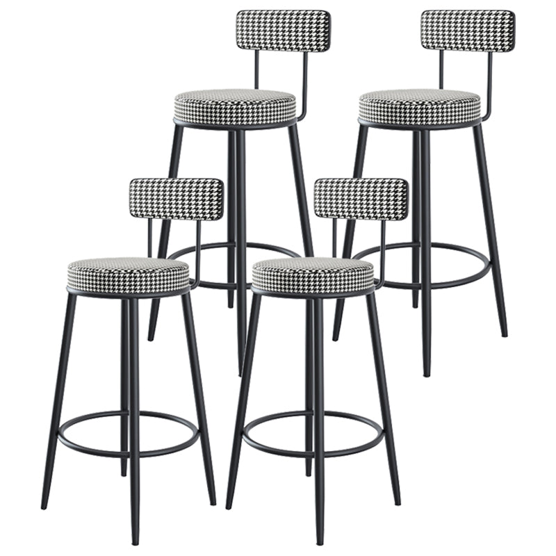 Modern Backrest Armless Counter Stool Iron Kitchen Bar Stool with Velvet Cushion