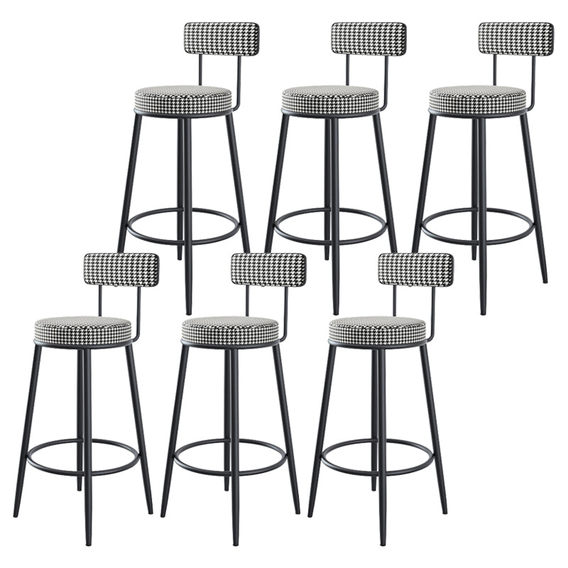 Modern Backrest Armless Counter Stool Iron Kitchen Bar Stool with Velvet Cushion