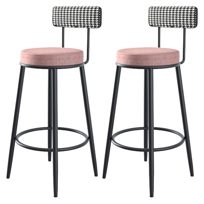 Modern Backrest Armless Counter Stool Iron Kitchen Bar Stool with Velvet Cushion