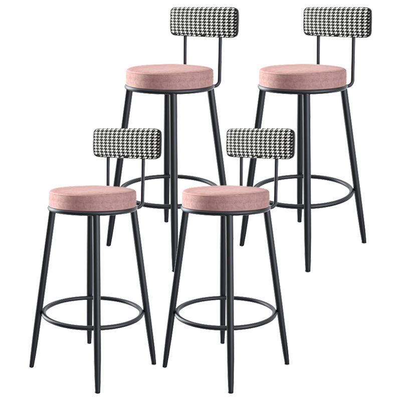 Modern Backrest Armless Counter Stool Iron Kitchen Bar Stool with Velvet Cushion