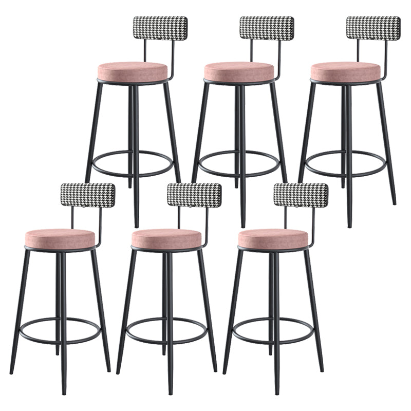 Modern Backrest Armless Counter Stool Iron Kitchen Bar Stool with Velvet Cushion