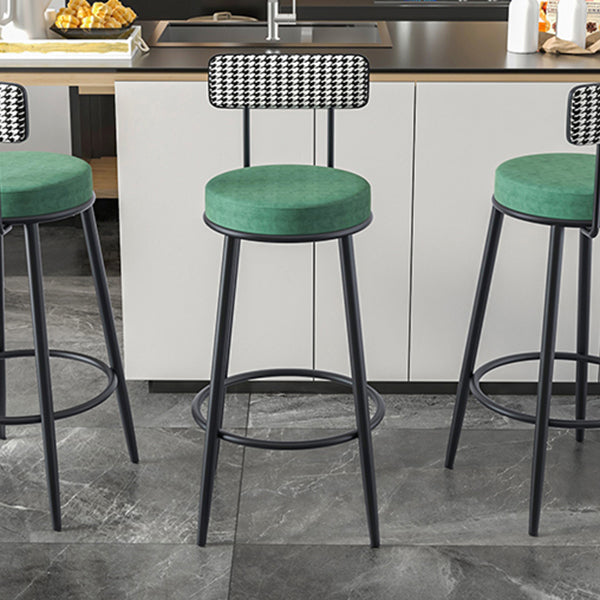 Modern Backrest Armless Counter Stool Iron Kitchen Bar Stool with Velvet Cushion