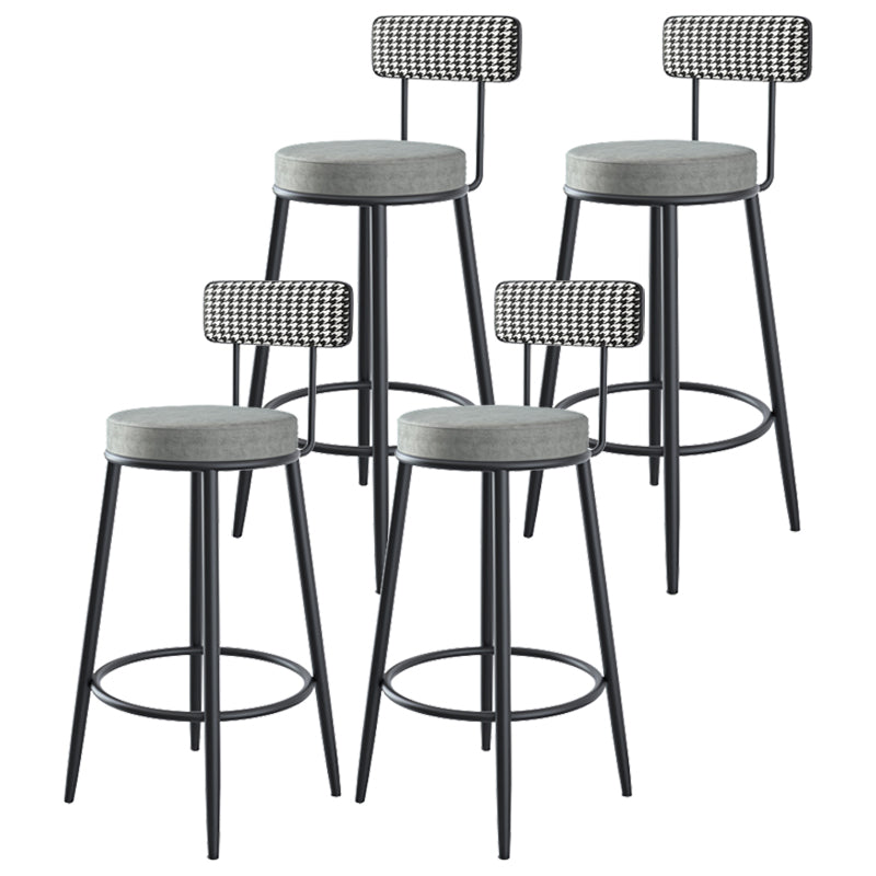 Modern Backrest Armless Counter Stool Iron Kitchen Bar Stool with Velvet Cushion