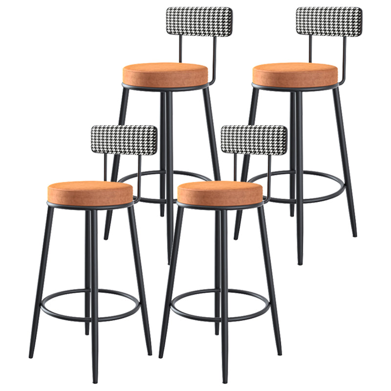 Modern Backrest Armless Counter Stool Iron Kitchen Bar Stool with Velvet Cushion