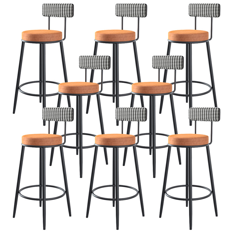 Modern Backrest Armless Counter Stool Iron Kitchen Bar Stool with Velvet Cushion