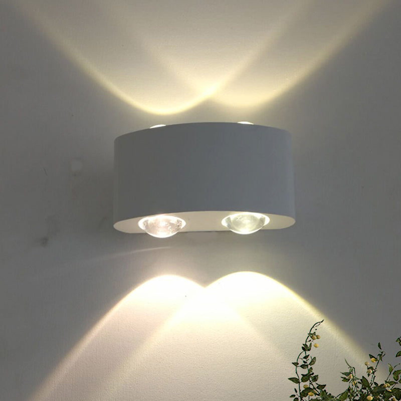 Arc Rectangle Sconce Lighting Aluminum LED Wall-Mount Lamp in White for Bedside, White/Warm Light