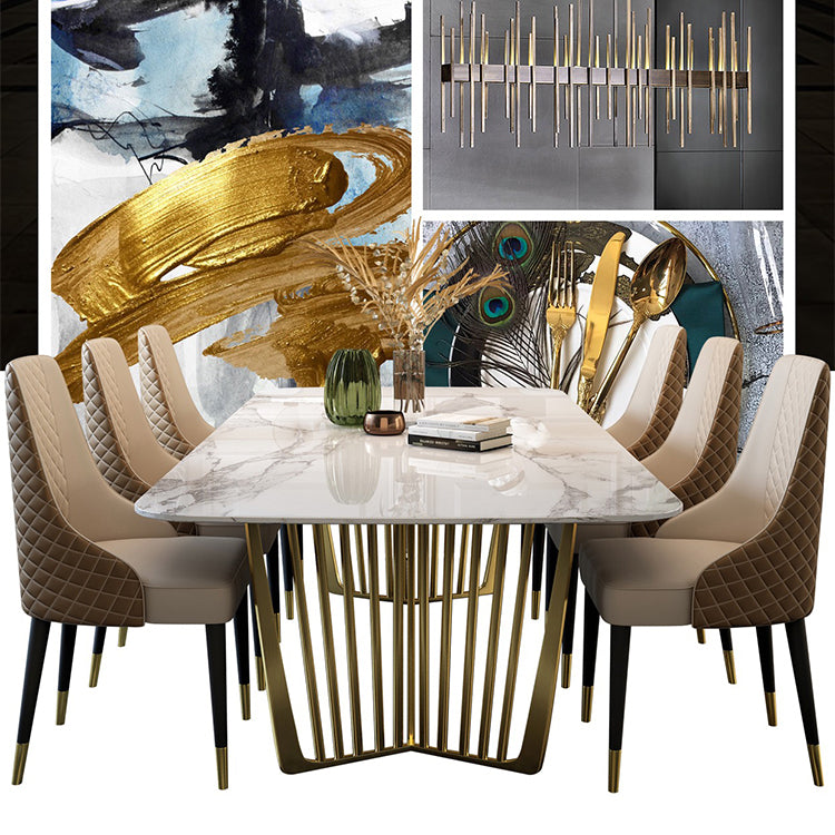 Luxury Sintered Stone Top Dining Set Rectangle 1/4/5/7/9 Pieces Dining Room Table Set