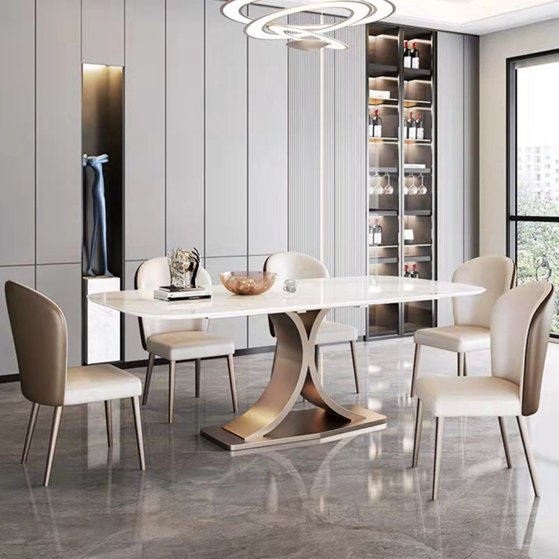 Modern Sintered Stone Top Dining Set Rectangle 1/5/6 Pieces Dining Room Table Set