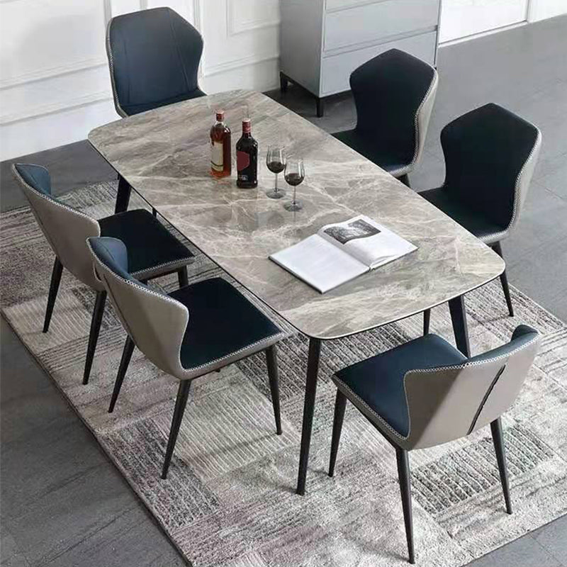 Modern Rectangle Dinette Set 1/2/5/7 Pieces Grey Sintered Stone Top Dining Table Set