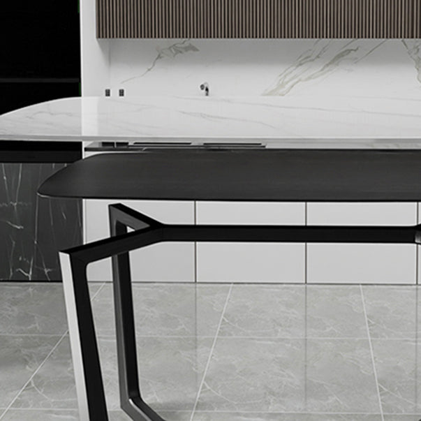 Modern Ash Wood Dinette Set 1/4/5 Pieces Rectangle Sintered Stone Top Dining Table Set