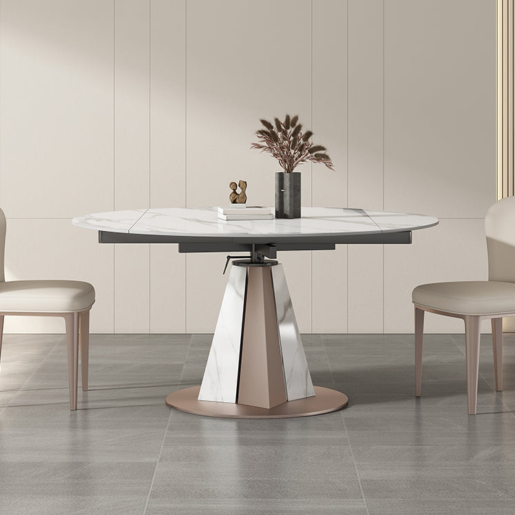 Modern Scalable Dinette Set 1/2/3/7/9 Pieces Round White Sintered Stone Dining Table Set