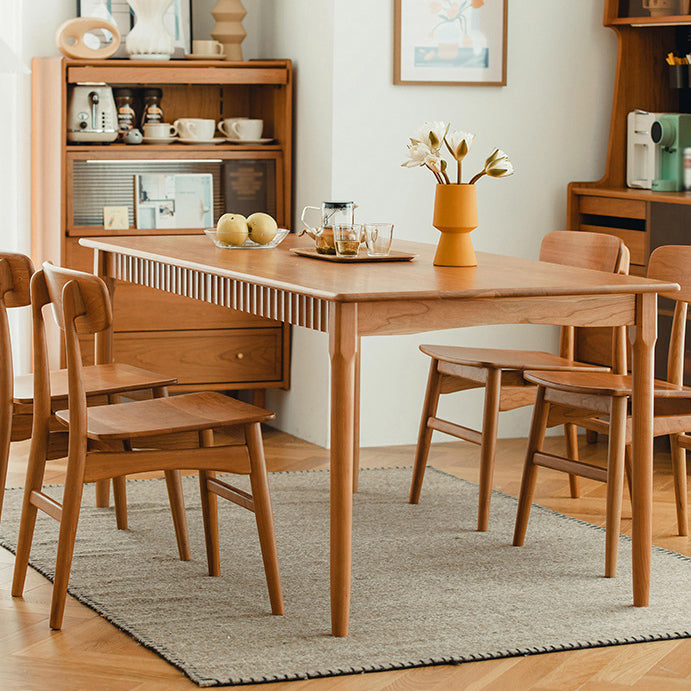 Solid Wood Dining Table Modern Rectangle Dining Table with 4 Legs