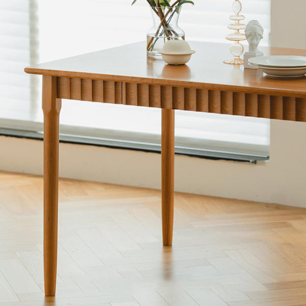 Solid Wood Dining Table Modern Rectangle Dining Table with 4 Legs