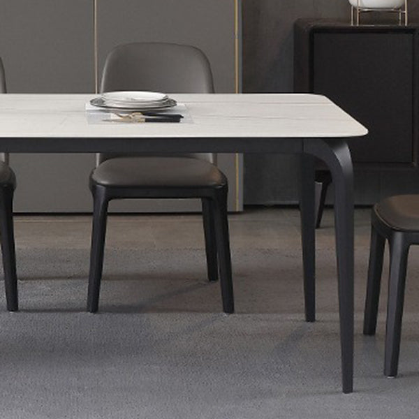 Modern Rectangle Dining Table Stone Top Table with Stainless Steel 4 Legs