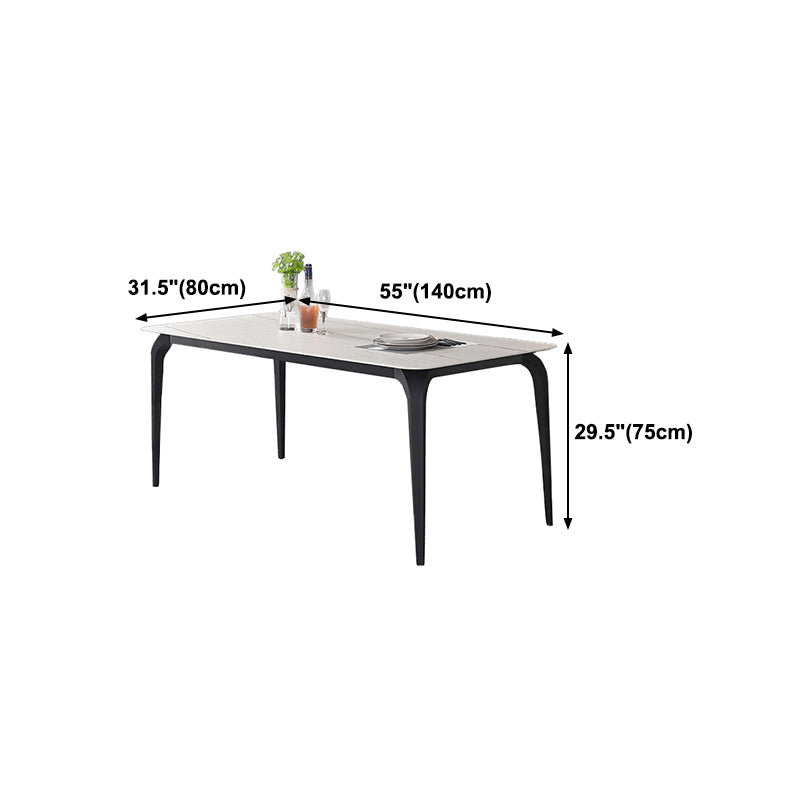 Modern Rectangle Dining Table Stone Top Table with Stainless Steel 4 Legs