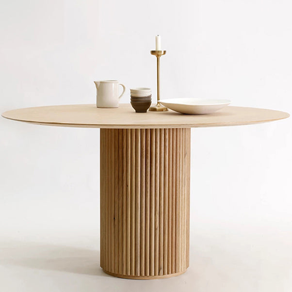 Round Pedestal Dining Site Table Contemporary Style Pine Solid Wood Dinette Table