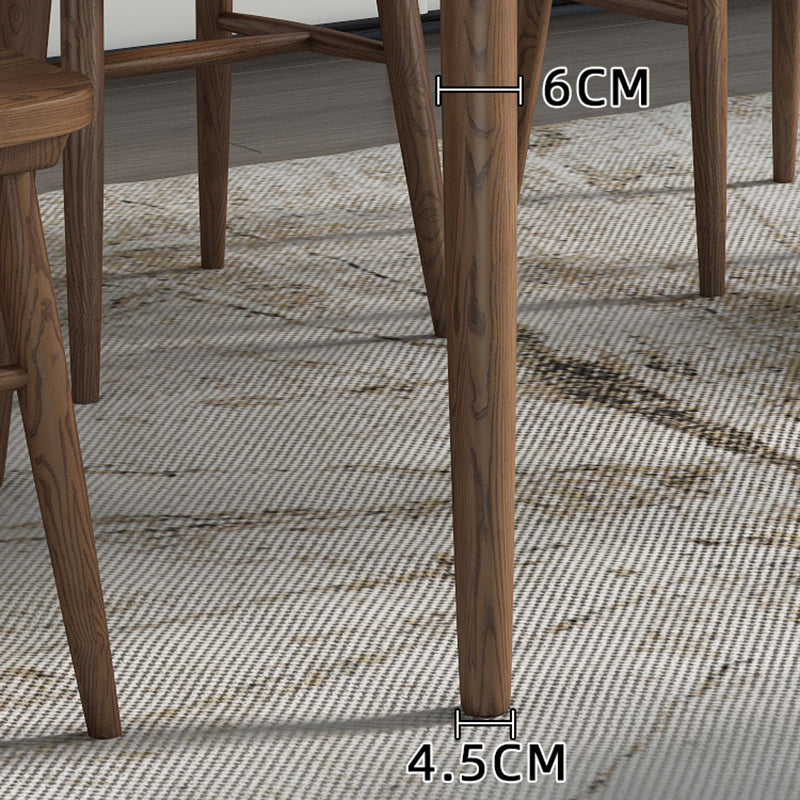 Sintered Stone Rectangle Dining Table Medieval Modern Table with Wooden 4 Legs