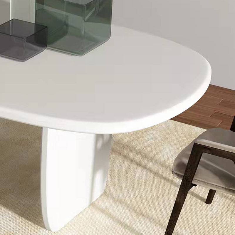 Modern Solid Wood Table for Restaurant Rectangle White Dining Table with Double Pedestal