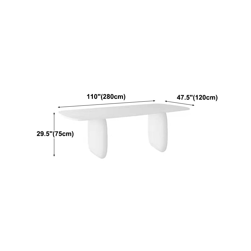 Modern Solid Wood Table for Restaurant Rectangle White Dining Table with Double Pedestal