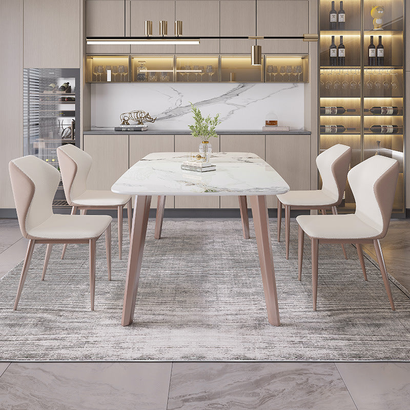 Rectangle Top Dining Table Modern Stone Dining Table with 4 Legs
