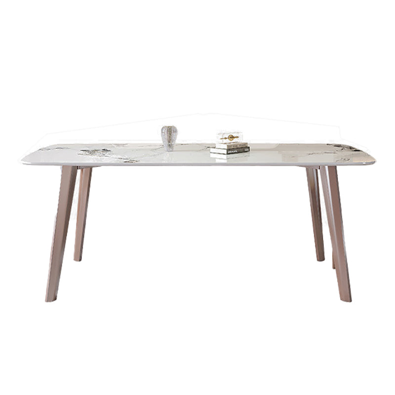 Rectangle Top Dining Table Modern Stone Dining Table with 4 Legs