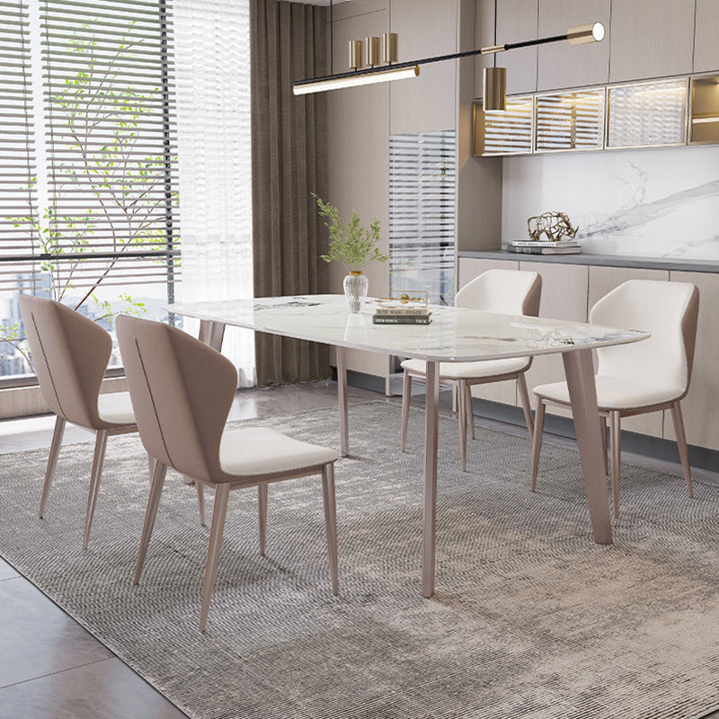 Rectangle Top Dining Table Modern Stone Dining Table with 4 Legs