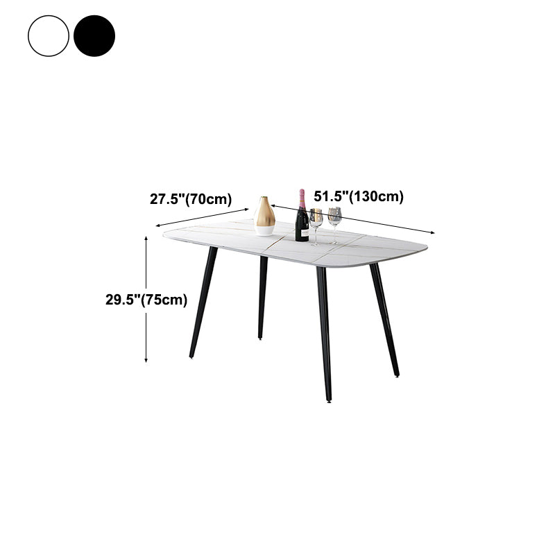 Rectangle Stone Dining Table Modern Dining Table with 4 Black Legs