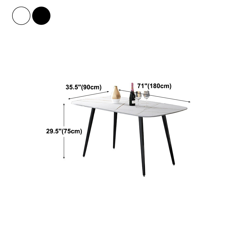 Rectangle Stone Dining Table Modern Dining Table with 4 Black Legs