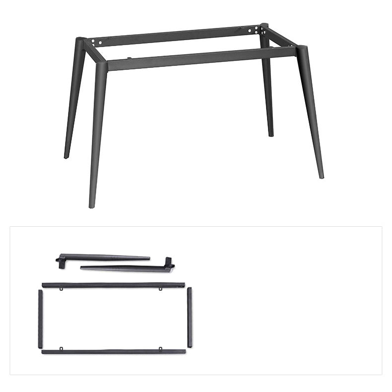 Stone Top Table Rectangle Contemporary Dining Table with 4 Black Legs
