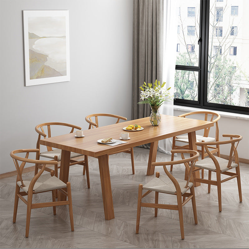 Solid Wood Top Dining Table Traditional Luxury Table with 4 Legs