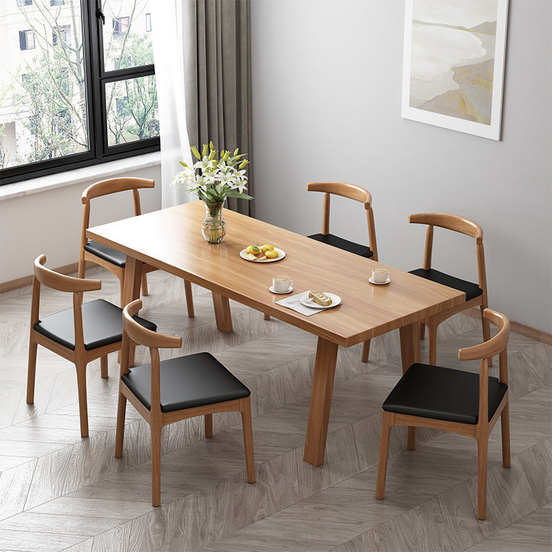Solid Wood Top Dining Table Traditional Luxury Table with 4 Legs
